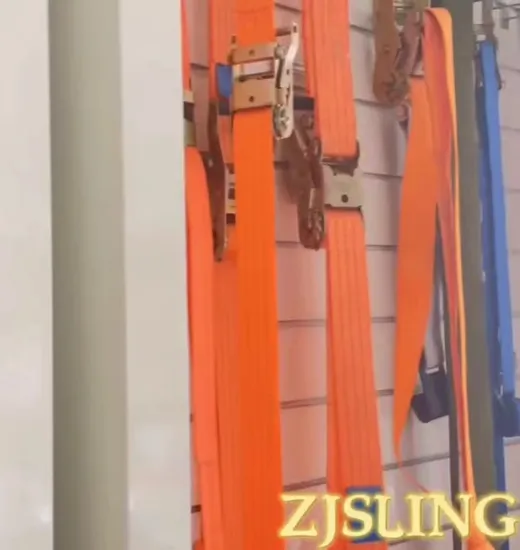 ポリエステル製ブラックラチェットストラップ（ダブルJフック付き）